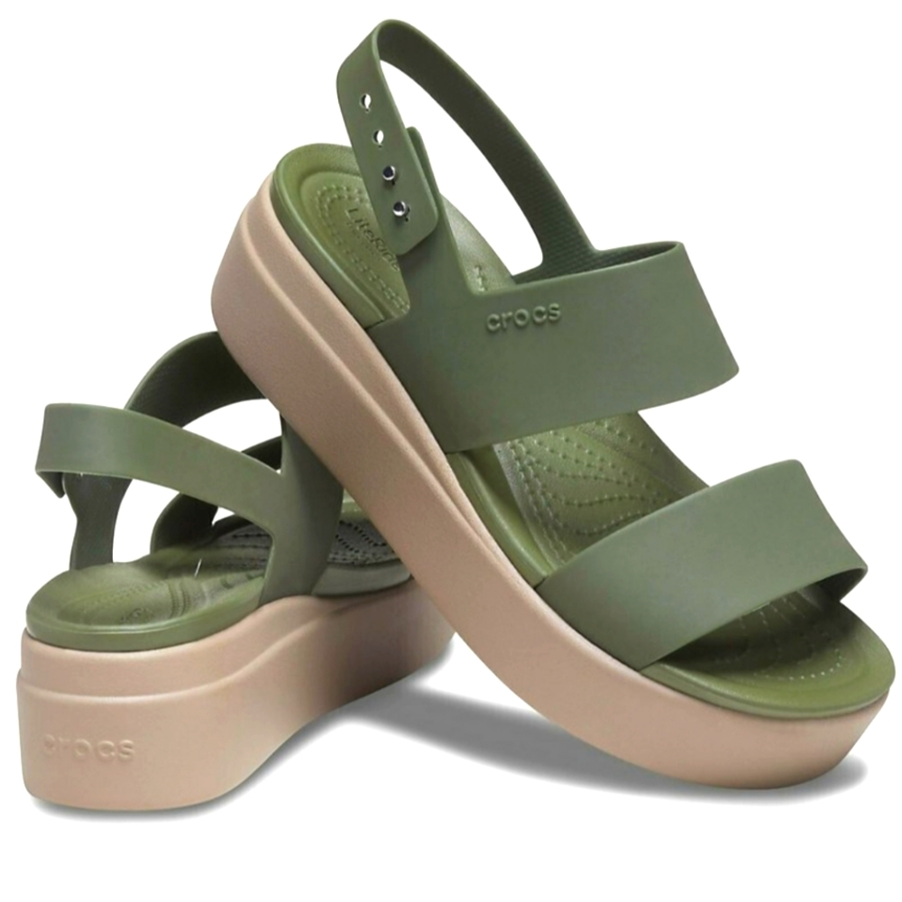 Crocs Brooklyn Olive Green Low Wedge